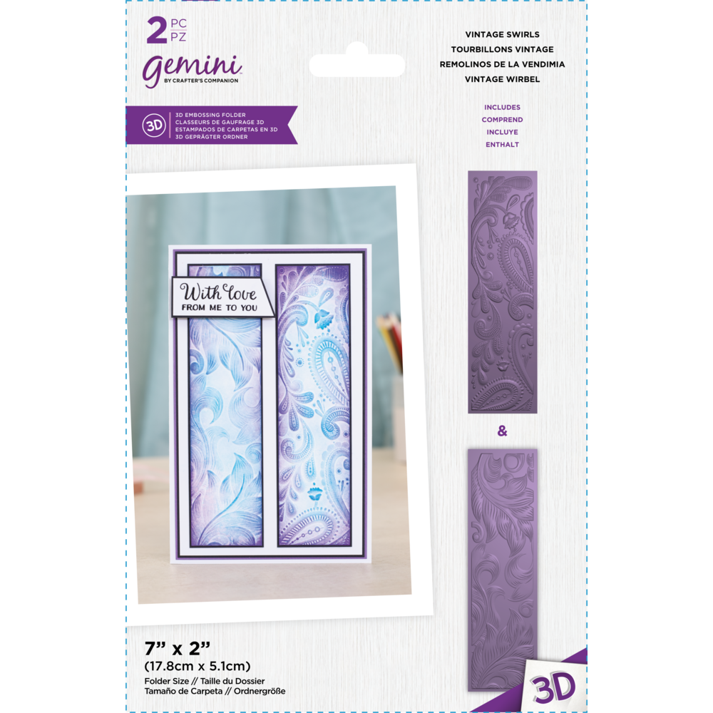 Floral Panel 3D Embossing Folder Vintage Swirls (GEMEF23DVISW