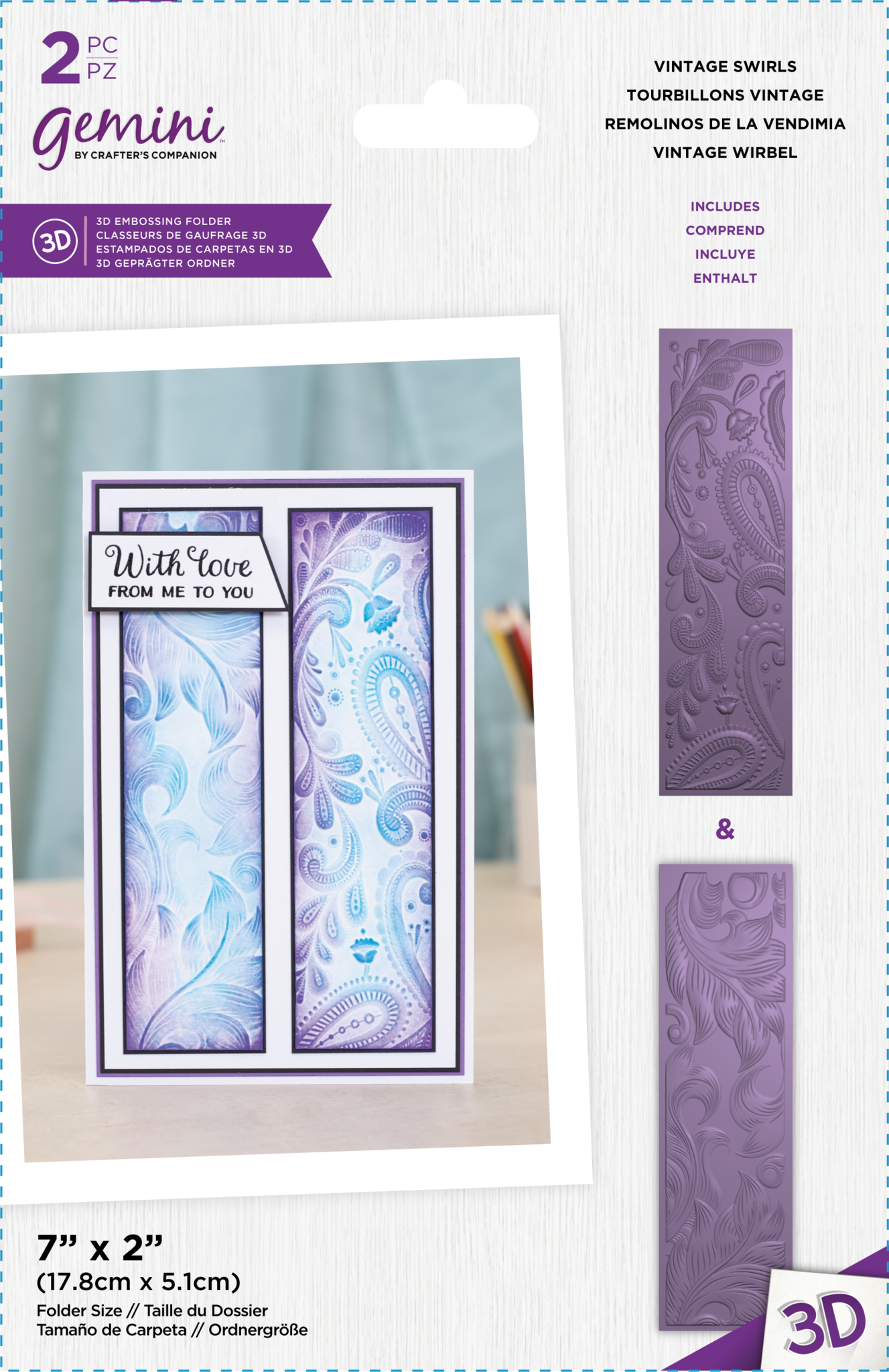 Floral Panel 3D Embossing Folder Vintage Swirls (GEM-EF2-3D-VISW ...