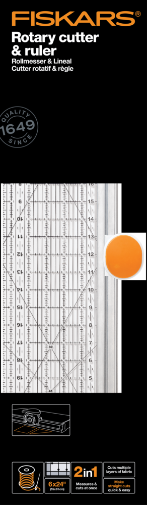 Fiskars Rotary Cutter & Ruler Combo 6x24 Inch Ø45mm (1014651) (DISCONTINUED)