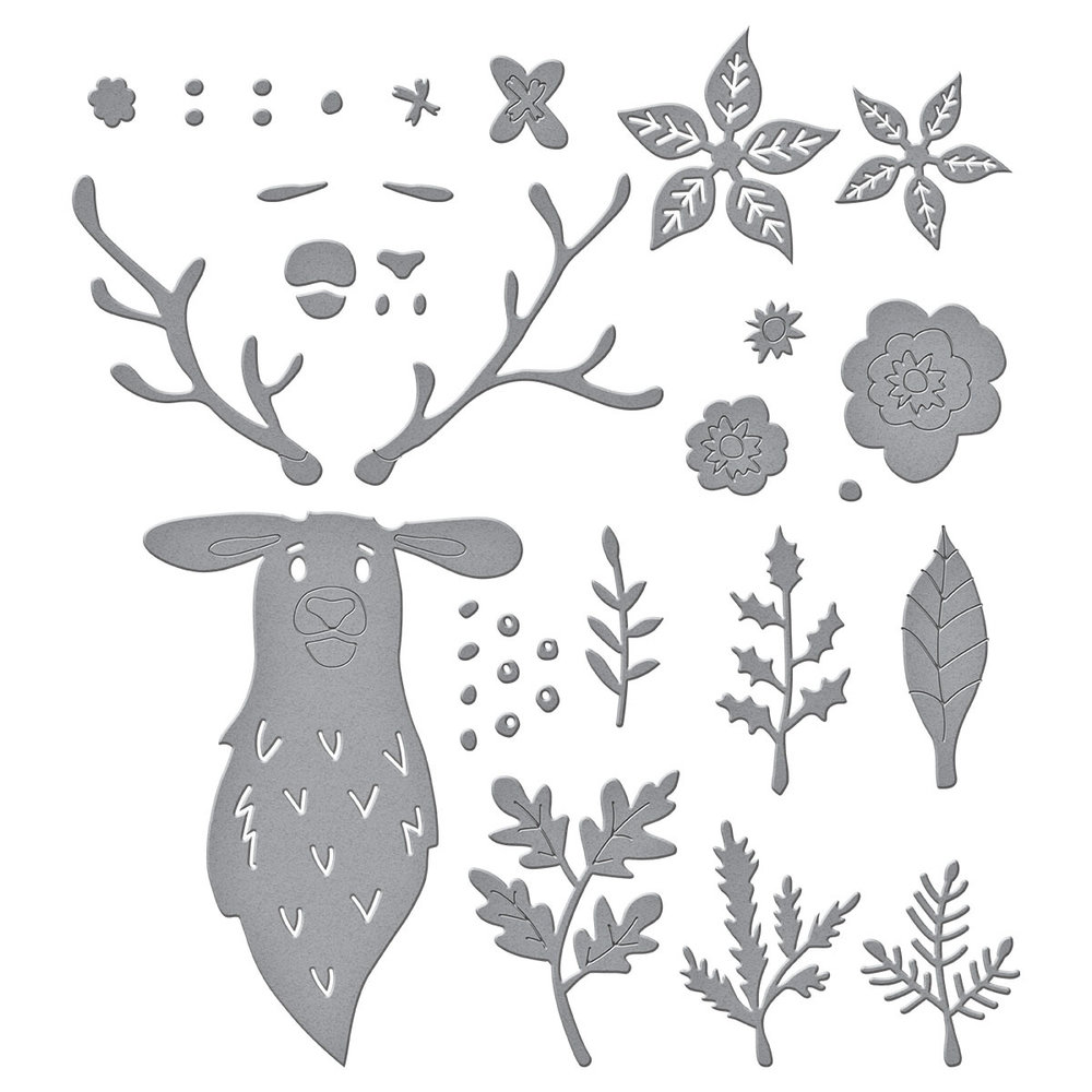 Spellbinders Floral Stag Etched Dies (S4-1252) (OUTLET)