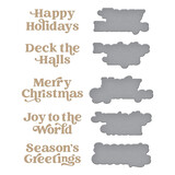 Spellbinders Joyful Christmas Sentiments Glimmer Hot Foil Plate & Die Set (GLP-361) (OUTLET)