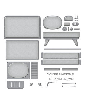 Spellbinders 3D Vignette Retro Television Etched Dies (S5-517) (OUTLET)