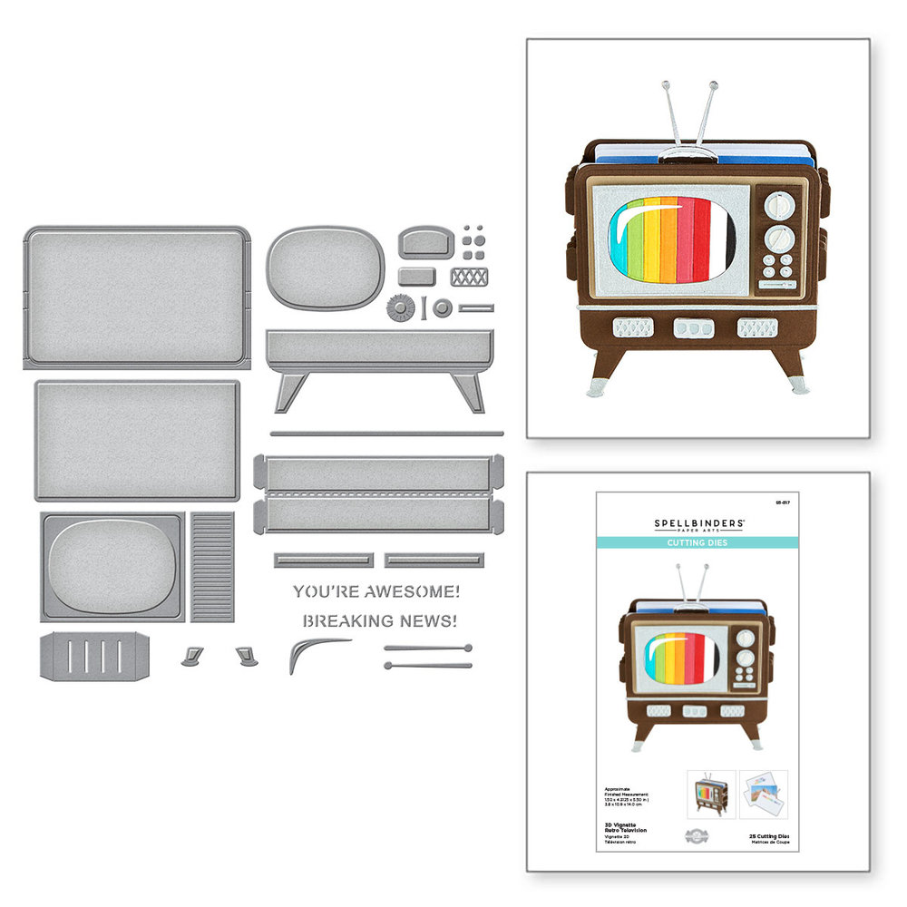 Spellbinders 3D Vignette Retro Television Etched Dies (S5-517) (OUTLET)