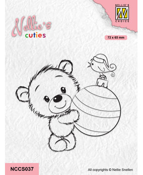 Nellie Snellen Bear with Christmas Ball Cuties Clear Stamp (NCCS037) (DISCONTINUED)
