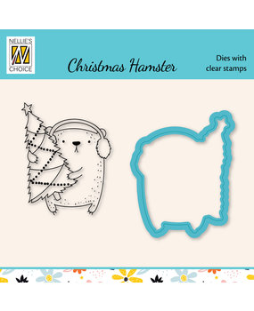Nellie Snellen Christmas Harmster Christmas Tree Dies w/ Clear Stamps (HDCS040) (DISCONTINUED)