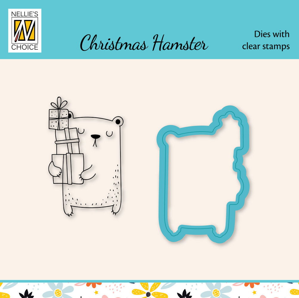 Nellie Snellen Christmas Harmster Present Dies w/ Clear Stamps (HDCS038) (OUTLET) Nellie Snellen Christmas Harmster Present Dies w/ Clear Stamps (HDCS038) (OUTLET)
