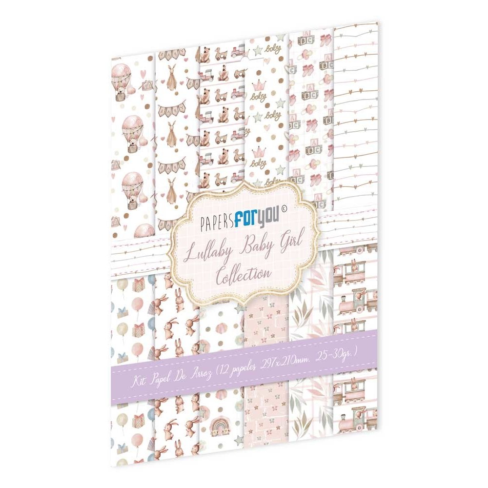 Lullaby Baby Girl Rice Paper Kit (12 pcs) (PFY-11202) - Craftlines B.V.