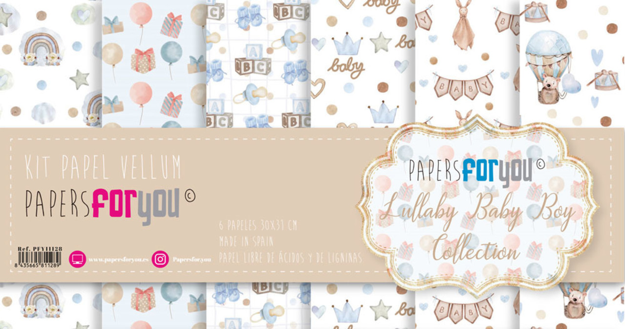 Papers For You Lullaby Baby Boy Vellum Paper Pack (6pcs) (PFY-11128) (DISCONTINUED)