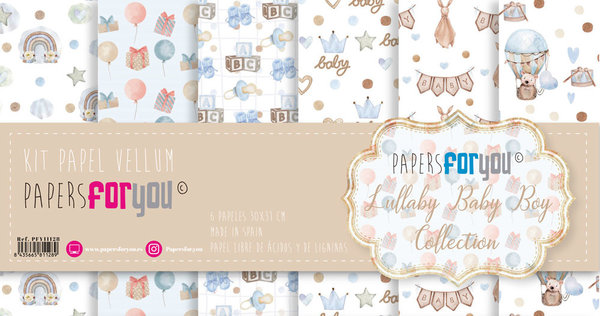Papers For You Lullaby Baby Boy Vellum Paper Pack (6pcs) (PFY-11128) (DISCONTINUED)