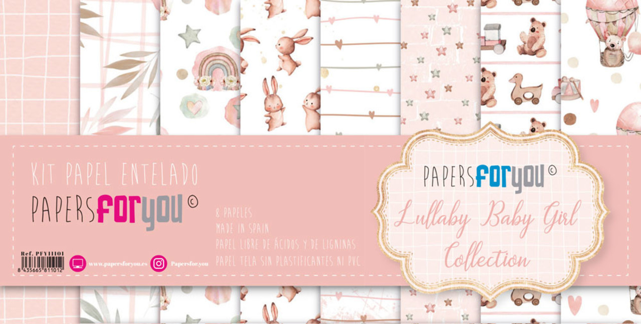 Papers For You Lullaby Baby Girl Canvas Scrap Pack (8pcs) (PFY-11101) (DISCONTINUED) Papers For You Lullaby Baby Girl Canvas Scrap Pack (8pcs) (PFY-11101) (DISCONTINUED)