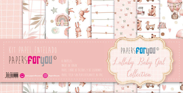 Papers For You Lullaby Baby Girl Canvas Scrap Pack (8pcs) (PFY-11101) (DISCONTINUED) Papers For You Lullaby Baby Girl Canvas Scrap Pack (8pcs) (PFY-11101) (DISCONTINUED)
