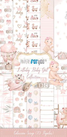 Papers For You Lullaby Baby Girl Slim Scrap Paper Pack (10pcs) (PFY-11138) (DISCONTINUED)