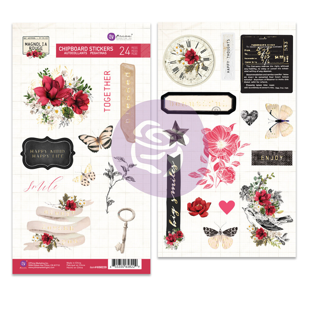 Prima Marketing Magnolia Rouge Chipboard Stickers (24pcs) (658229) (DISCONTINUED) Prima Marketing Magnolia Rouge Chipboard Stickers (24pcs) (658229) (DISCONTINUED)