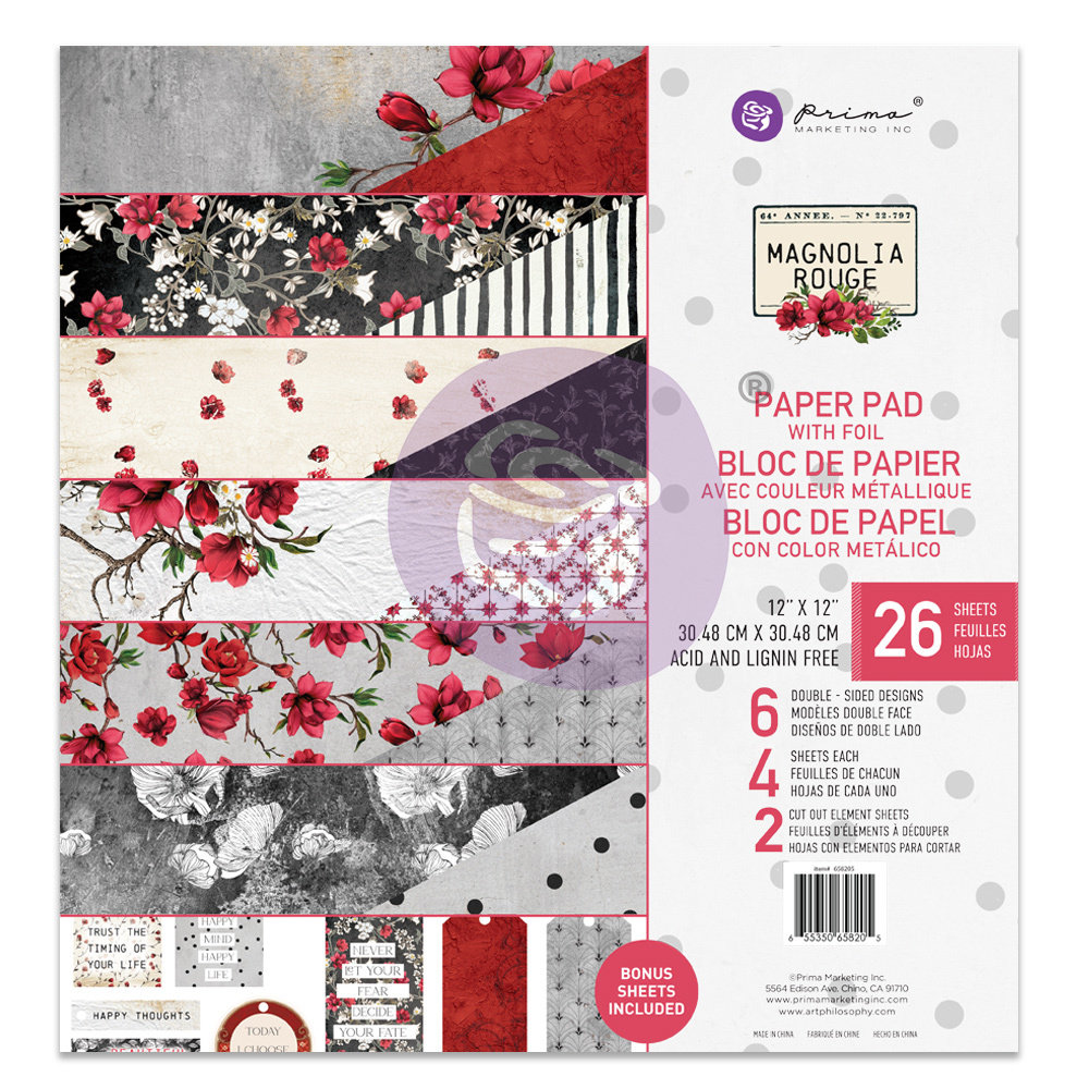 Prima Marketing Magnolia Rouge 12x12 Inch Paper Pad (658205) (DISCONTINUED)