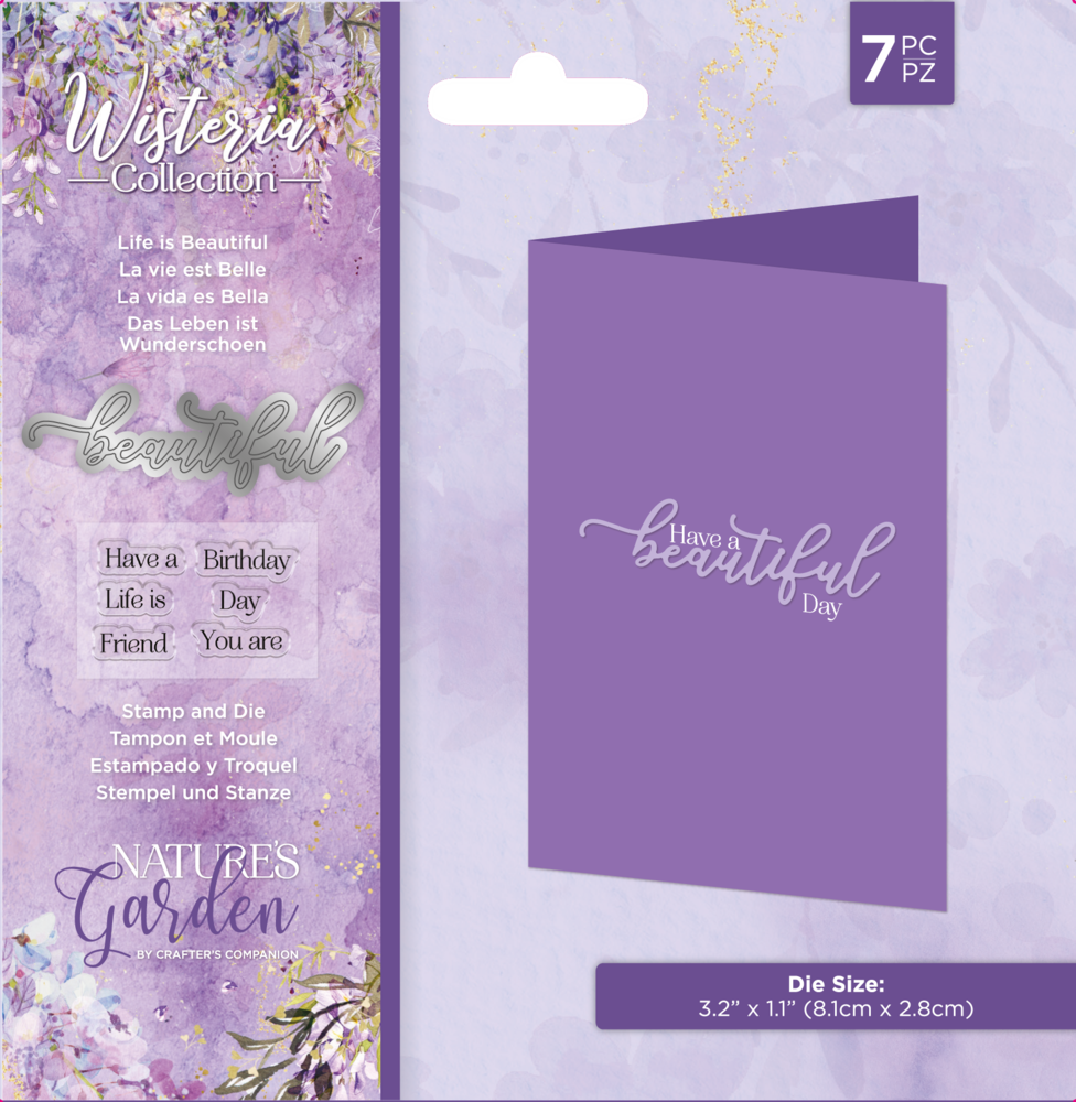 Crafter's Companion Wisteria Collection Stamp & Die Life is Beautiful (NG-WC-STD-LIB) (OUTLET)