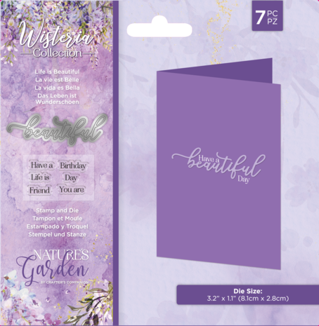 Crafter's Companion Wisteria Collection Stamp & Die Life is Beautiful (NG-WC-STD-LIB) (OUTLET)