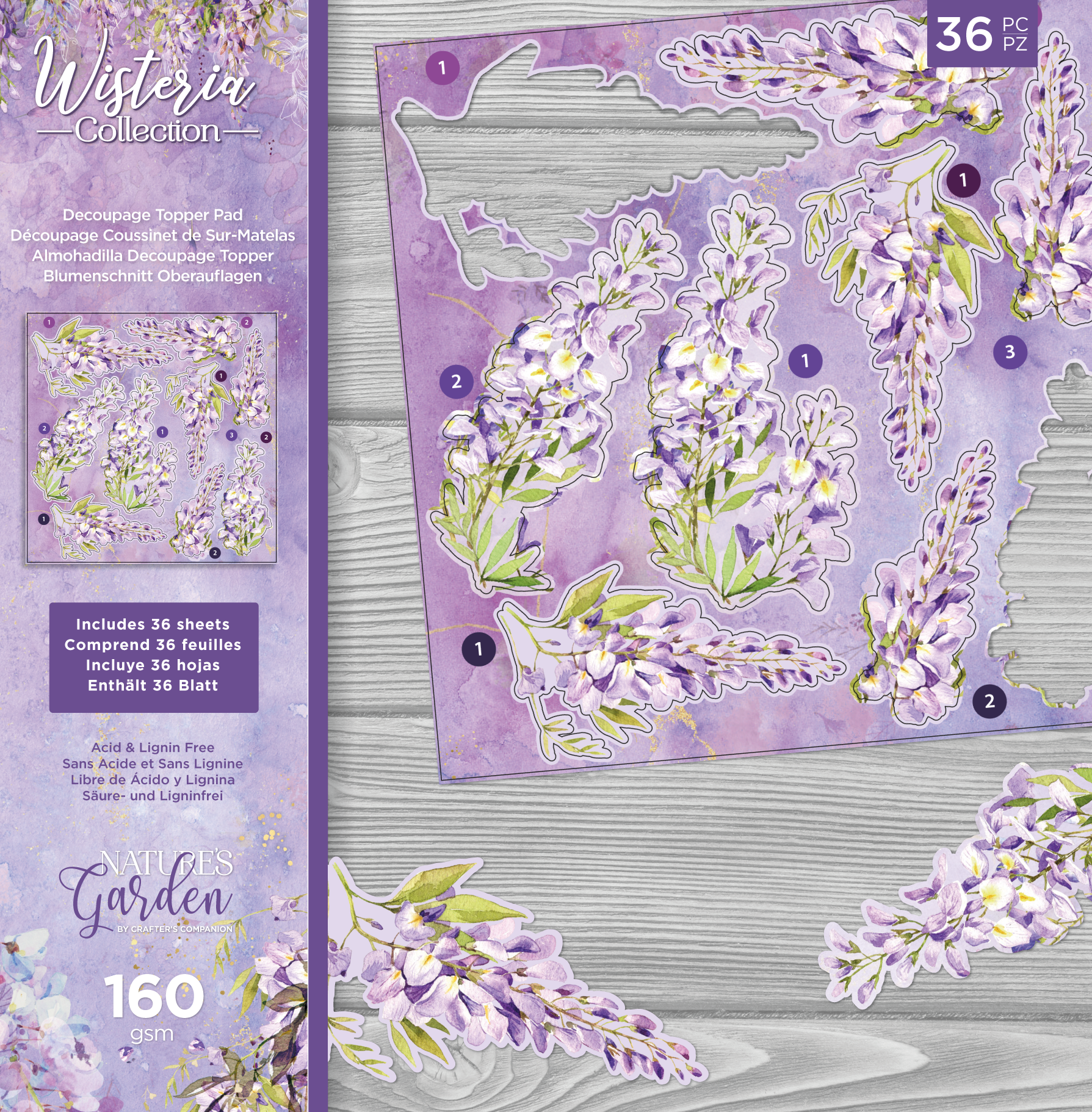 Wisteria Collection 6x6 Inch Decoupage Topper Pad (NG-WC-DTPAD6) -  Craftlines B.V.