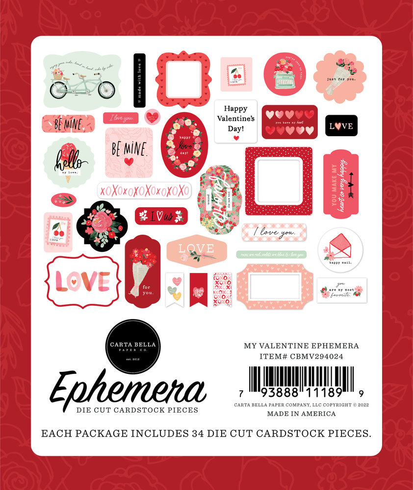 Carta Bella My Valentine Ephemera (CBMV294024) (OUTLET) Carta Bella My Valentine Ephemera (CBMV294024) (OUTLET)