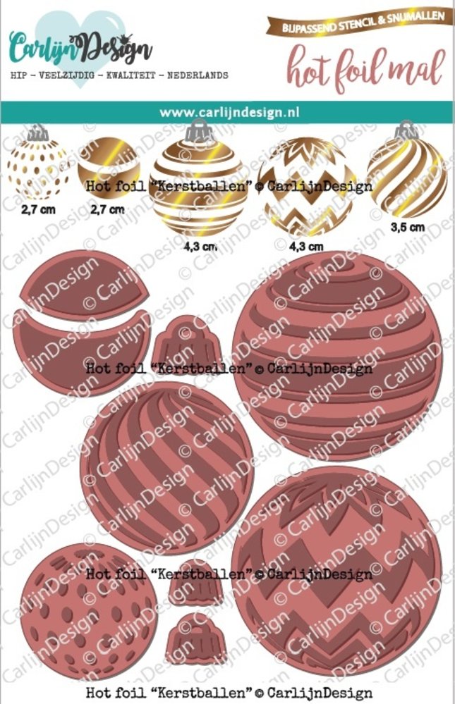 CarlijnDesign Hot Foil Kerstballen (CDHF-0020) (DISCONTINUED) CarlijnDesign Hot Foil Kerstballen (CDHF-0020) (DISCONTINUED)