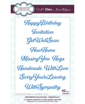 Creative Expressions Jamie Rodgers Craft Die Sentiments Collection Essentials 2 (CEDJR049) (OUTLET)