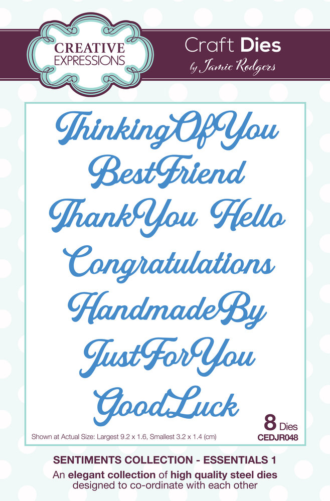 Creative Expressions Jamie Rodgers Craft Die Sentiments Collection Essentials 1 (CEDJR048) (OUTLET)
