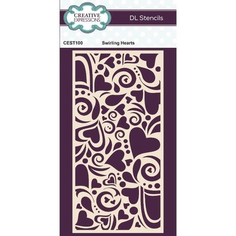 Creative Expressions Stencil DL Swirling Hearts (CEST100) (OUTLET)