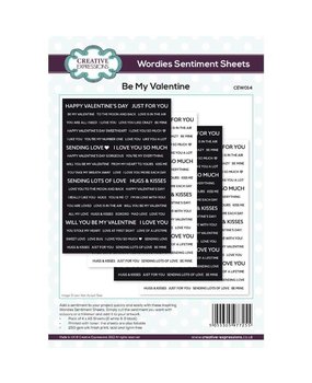 Creative Expressions Wordies Sentiment Sheets 6x8 Inch Be My Valentine (4pcs) (CEW014) (OUTLET) Creative Expressions Wordies Sentiment Sheets 6x8 Inch Be My Valentine (4pcs) (CEW014) (OUTLET)