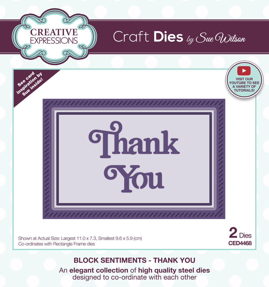Creative Expressions Sue Wilson Craft Die Block Sentiments Thank You (CED4468) (OUTLET)