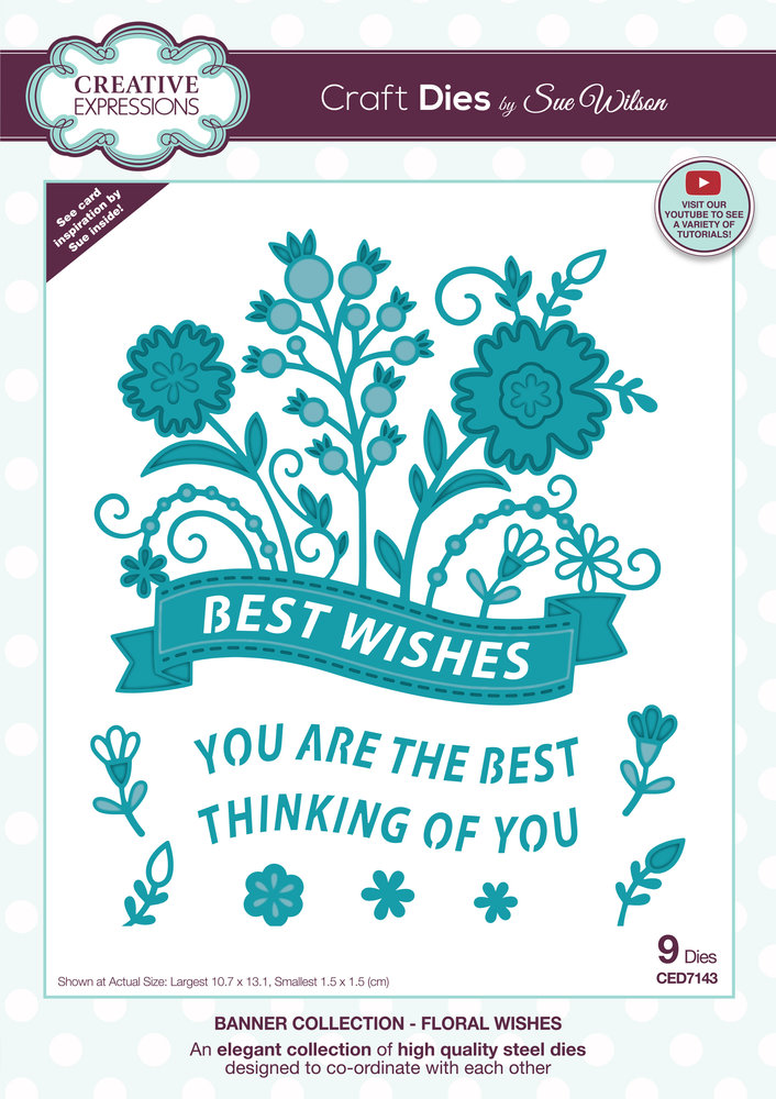 Creative Expressions Sue Wilson Craft Die Floral Wishes Banner (CED7143) (OUTLET) Creative Expressions Sue Wilson Craft Die Floral Wishes Banner (CED7143) (OUTLET)