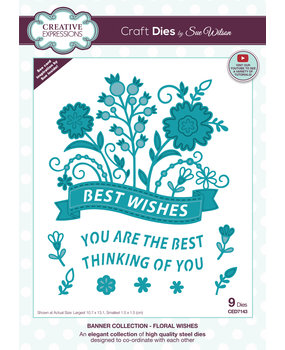 Creative Expressions Sue Wilson Craft Die Floral Wishes Banner (CED7143) (OUTLET) Creative Expressions Sue Wilson Craft Die Floral Wishes Banner (CED7143) (OUTLET)