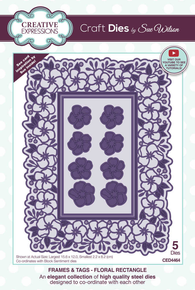 Creative Expressions Sue Wilson Craft Die Frames & Tags Floral Rectangle (CED4464) (OUTLET)