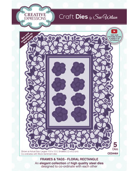 Creative Expressions Sue Wilson Craft Die Frames & Tags Floral Rectangle (CED4464) (OUTLET)
