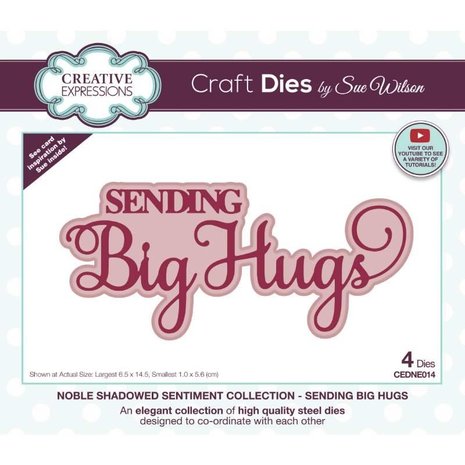 Creative Expressions Sue Wilson Craft Die Noble Shadowed Sentiment Sending Big Hugs (CEDNE014) (OUTLET)