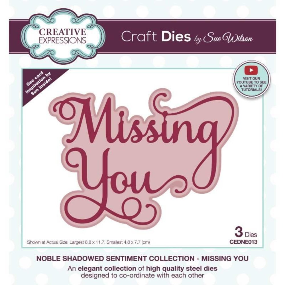 Creative Expressions Sue Wilson Craft Die Noble Shadowed Sentiment Missing You (CEDNE013) (OUTLET)