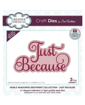 Creative Expressions Sue Wilson Craft Die Noble Shadowed Sentiment Just Because (CEDNE011) (OUTLET)