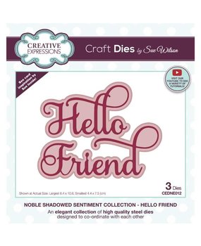 Creative Expressions Sue Wilson Craft Die Noble Shadowed Sentiment Hello Friend (CEDNE012) (OUTLET)
