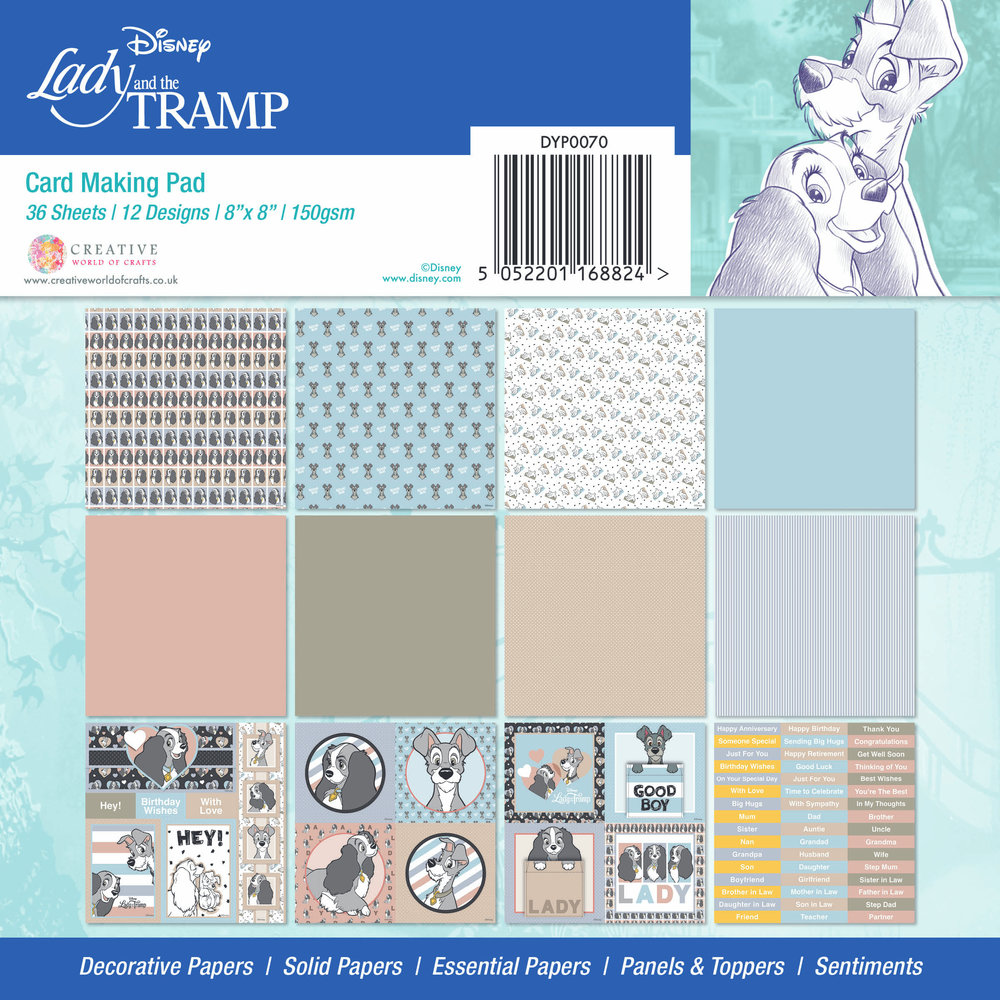 Creative Expressions Lady & The Tramp 8x8 Inch Card Making Pad (DYP0070) (OUTLET)