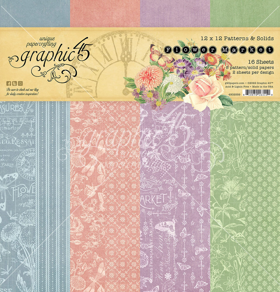 Graphic 45 Flower Market 12x12 Inch Patterns & Solids Pack (4502559) (DISCONTINUED)