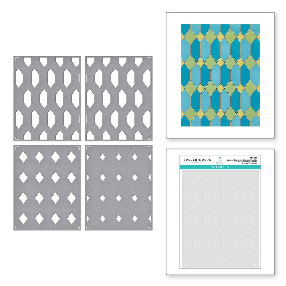 Spellbinders Layered Geometric Diamond Stencils (STN-033) (OUTLET)
