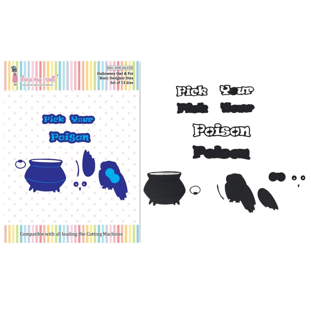 Dress My Craft Cutting Die Basic Designer Halloween Owl & Pot (DMCD6358) (OUTLET) Dress My Craft Cutting Die Basic Designer Halloween Owl & Pot (DMCD6358) (OUTLET)