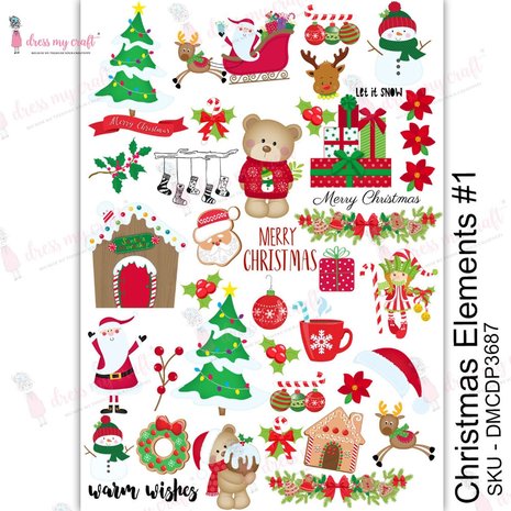Dress My Craft Transfer Me Christmas Elements #1 (DMCDP3687) (OUTLET)