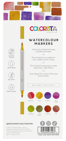 Spectrum Noir Colorista Watercolour Marker Botanic Accents (8pcs) (SNCOL-WATM-BOT8) (DISCONTINUED)