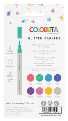 Spectrum Noir Colorista Glitter Marker Sparkling Brights (8pcs) (SNCOL-GLIM-SPA8) (DISCONTINUED) Spectrum Noir Colorista Glitter Marker Sparkling Brights (8pcs) (SNCOL-GLIM-SPA8) (DISCONTINUED)