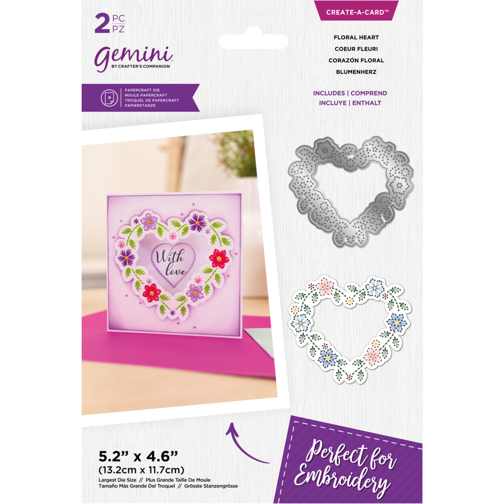 Embroidery Frame CreateaCard Dies Floral Heart (GEMMDCADFLHE