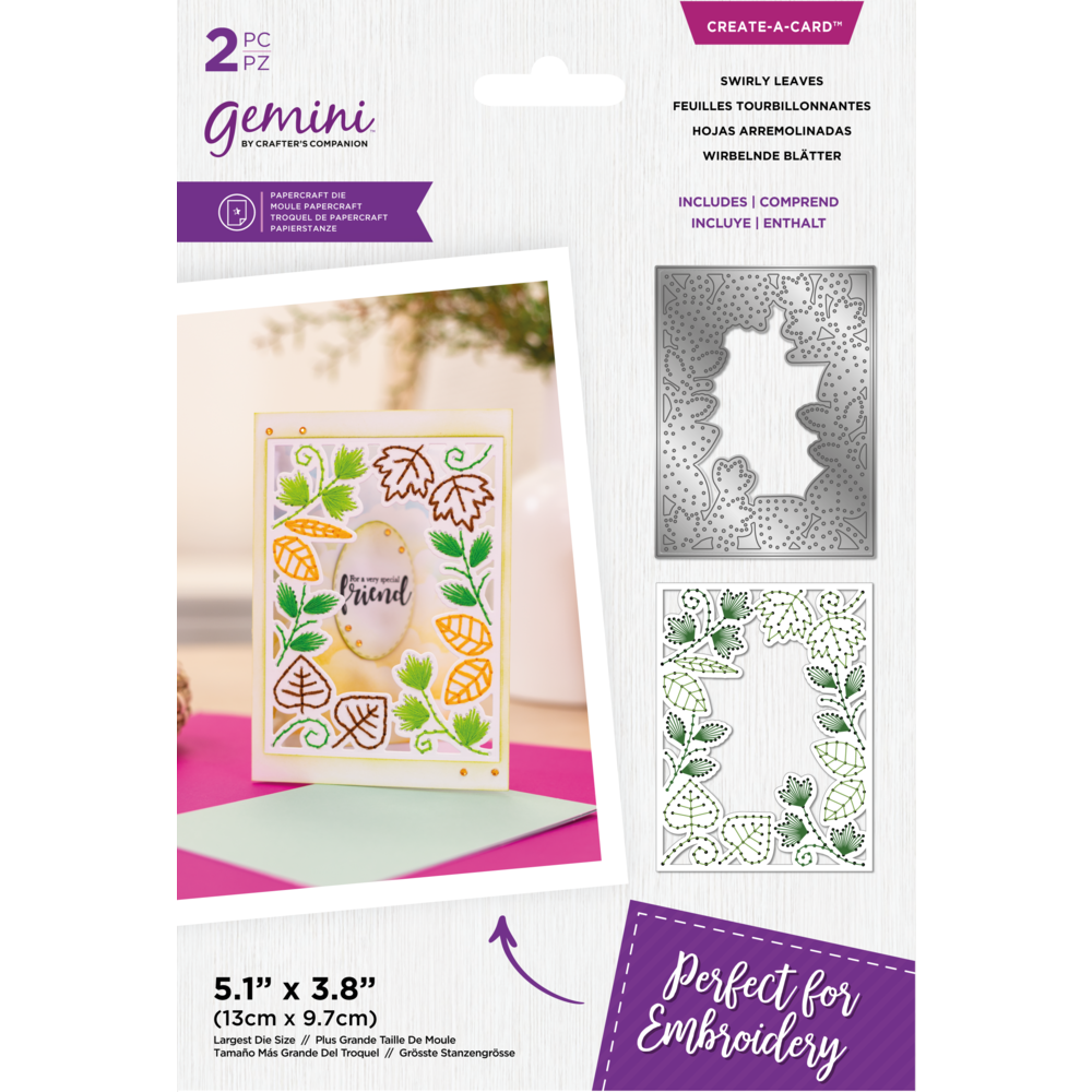 Embroidery Frame CreateaCard Dies Swirly Leaves (GEMMDCADSWLE