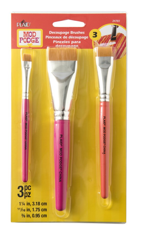 Mod Podge Decoupage Brushes 1 1/4, 11/16, 3/8 Inch Gold Taklon (3pcs) (24781)