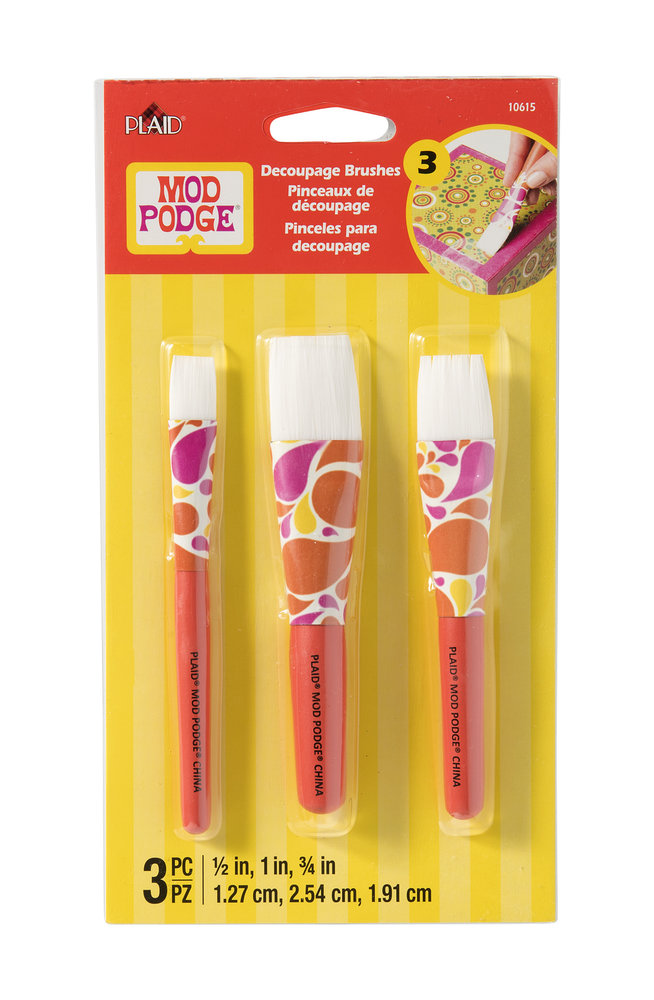Mod Podge Decoupage Brushes 1/2, 1, 3/4 Inch (3pcs) (10615)