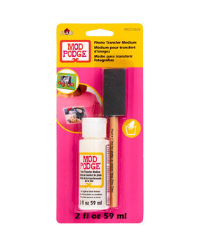 Mod Podge Photo Transfer Medium For Light or Dark Fabrics 2 fl oz w/ Foam Brush (CS12652) (DISCONTINUED) Mod Podge Photo Transfer Medium For Light or Dark Fabrics 2 fl oz w/ Foam Brush (CS12652) (DISCONTINUED)