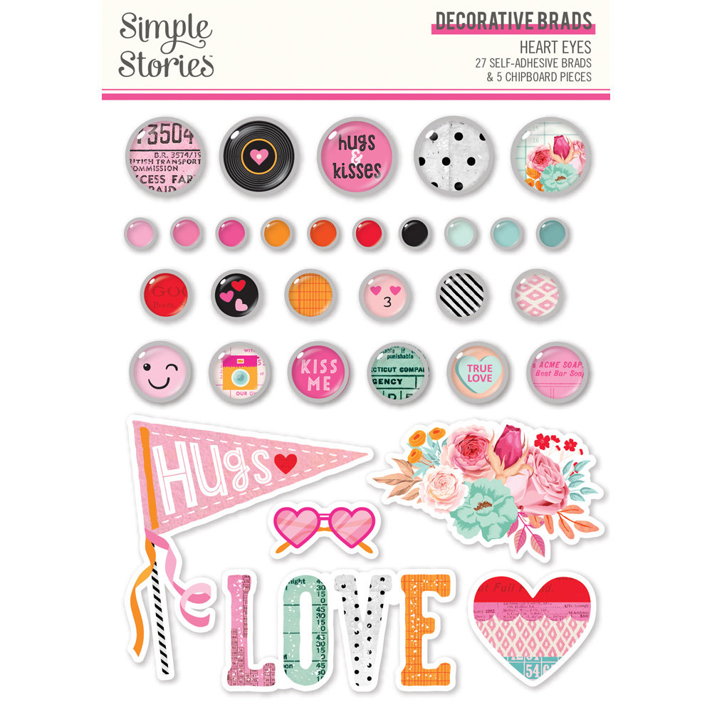 Simple Stories Heart Eyes Decorative Brads (SIS19422) (DISCONTINUED)