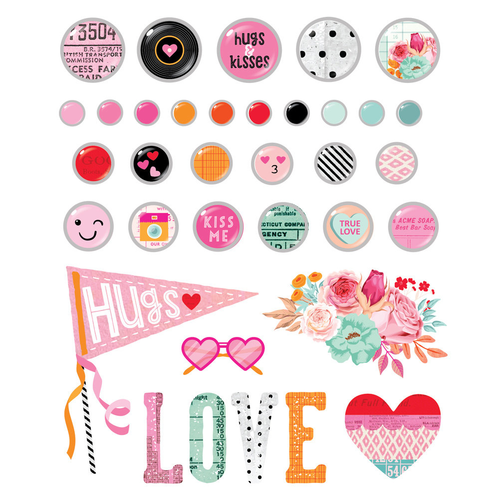 Simple Stories Heart Eyes Decorative Brads (SIS19422) (DISCONTINUED)